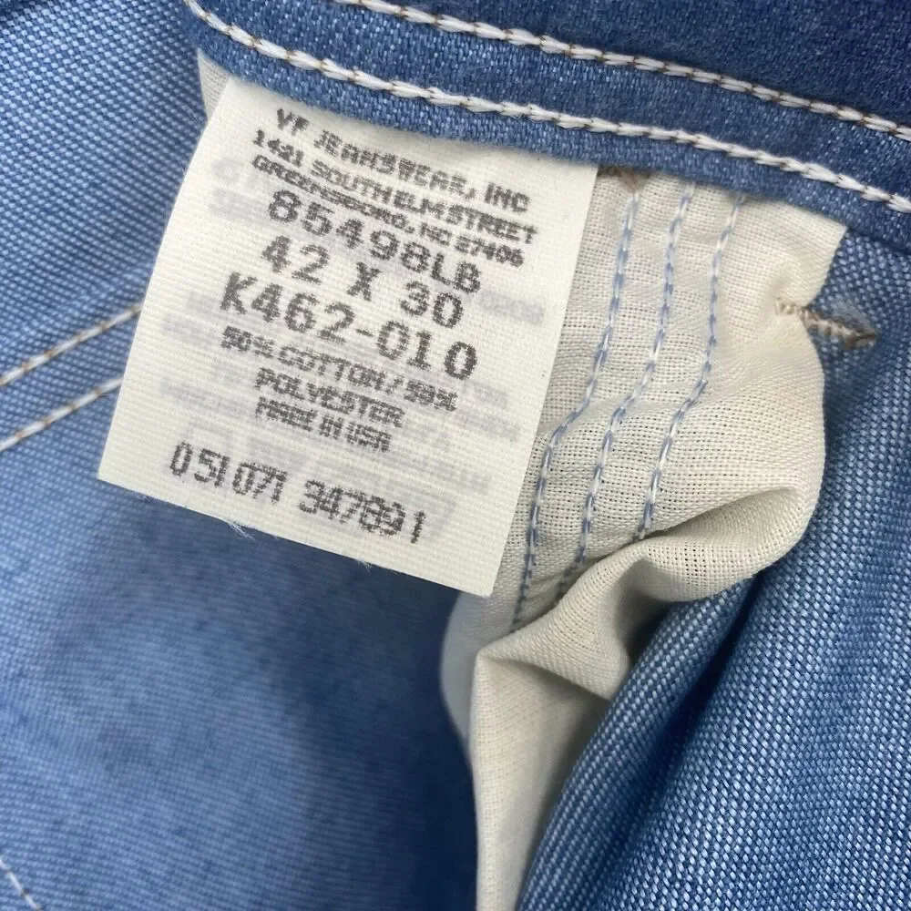 Vintage Wrangler Jeans Mens 42x30 Pale Blue Western Cowboy Denim USA